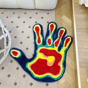 Handmade Palm Rug Shape Tufted Carpet Plush Fluffy Soft Multiple Color Home Decor Living Room Bedroom Room Aesthetic