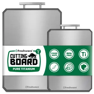 Freshware Titanium Cutting Board Set of 2 – Double Sided Kitchen Boards, Dishwasher Safe, Medium 12.1” x 8.3” & Large 16.2” x 11” Wheat Straw