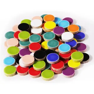 Mosaic Tiles - Ceramic Circular Bulk Mosaic Tile Assortment - 1.5x1.5 cm Mixed Colors Glass Tile - 42 count/100g Craft and Backsplash Tile (Circular Mix)