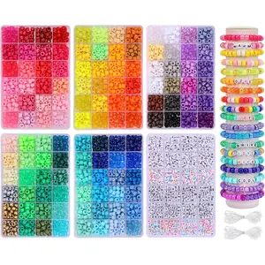 4680pcs Pony Beads Friendship Bracelets Making Kit, 120 Colors Kandi Beads Set for Jewelry Making, 3840pcs Plastic Rainbow Bead and 840pcs Letter Beads for Gift, Necklace and Craft