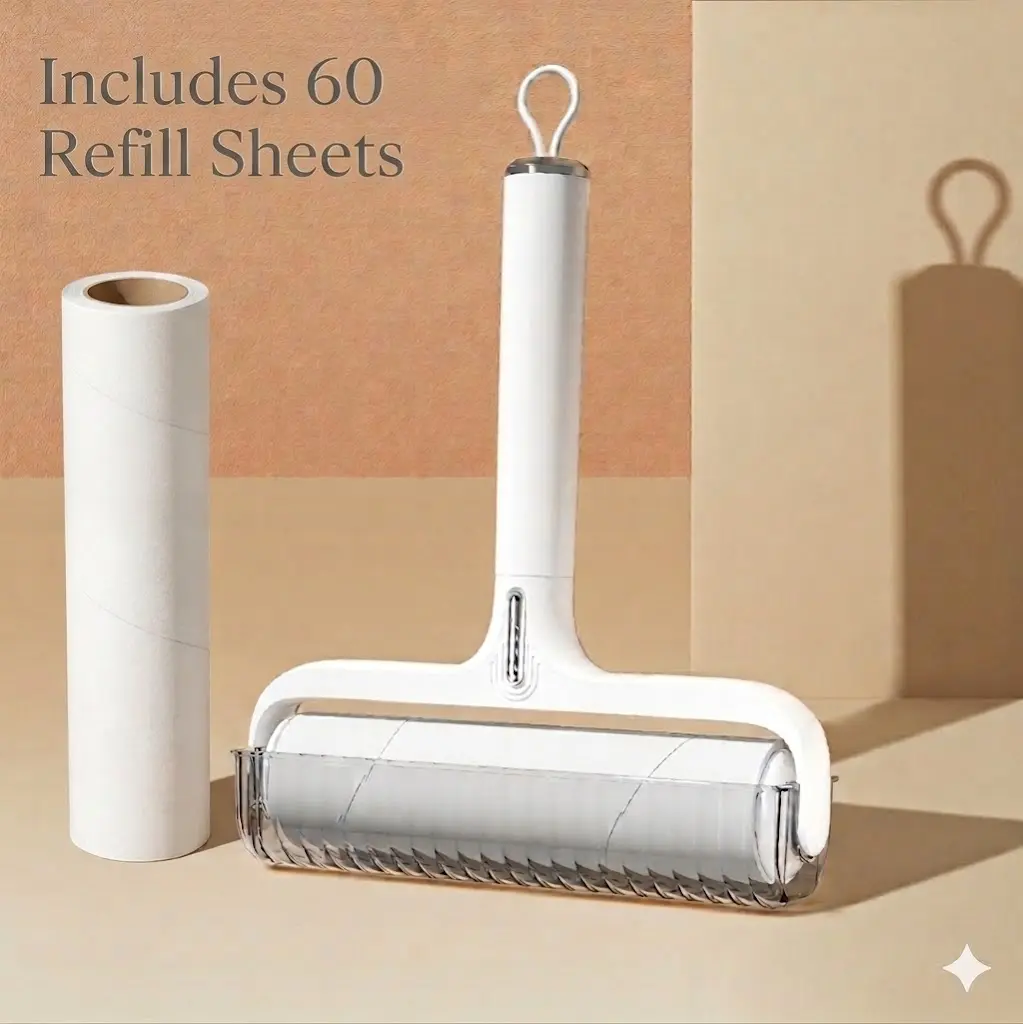 Lint Roller Reusable Remover - Strong Adhesion, Dust - Proof Cover, Hanging Hole - Silicone Material for Clothes, Sofa, Carpet - Pet Hair Remover & Dust,White