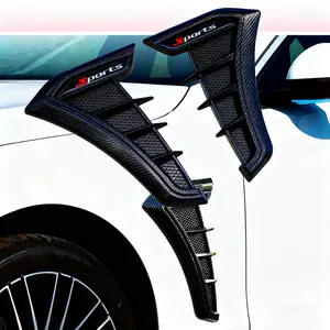3D Carbon Fiber Side Vent Cover Universal Fender Air Intake Grille for Car Hood Scoop Decoration Automotive Exterior Upgrade with Strong 3M Adhesive Matte Black
