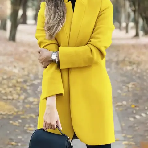 Women's Solid Color Open Front Collared Fitted Coat Jackets, Casual Collared Coats, Casual Long Sleeve Autumn Outerwear for Fall & Winter, Lady Women's Clothing for Daily Wear Womenswear, Chic Casual Outerwear