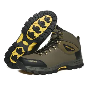 Men's Waterproof Hiking Boots Lightweight Comfortable Leather Mid Ankle Outdoor Trekking Boot
