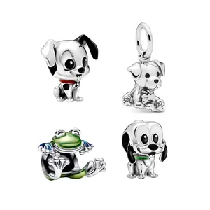 925 Sterling Silver Dogs and animals Charms – Cute Puppy & Frog Dangle Beads for Bracelets