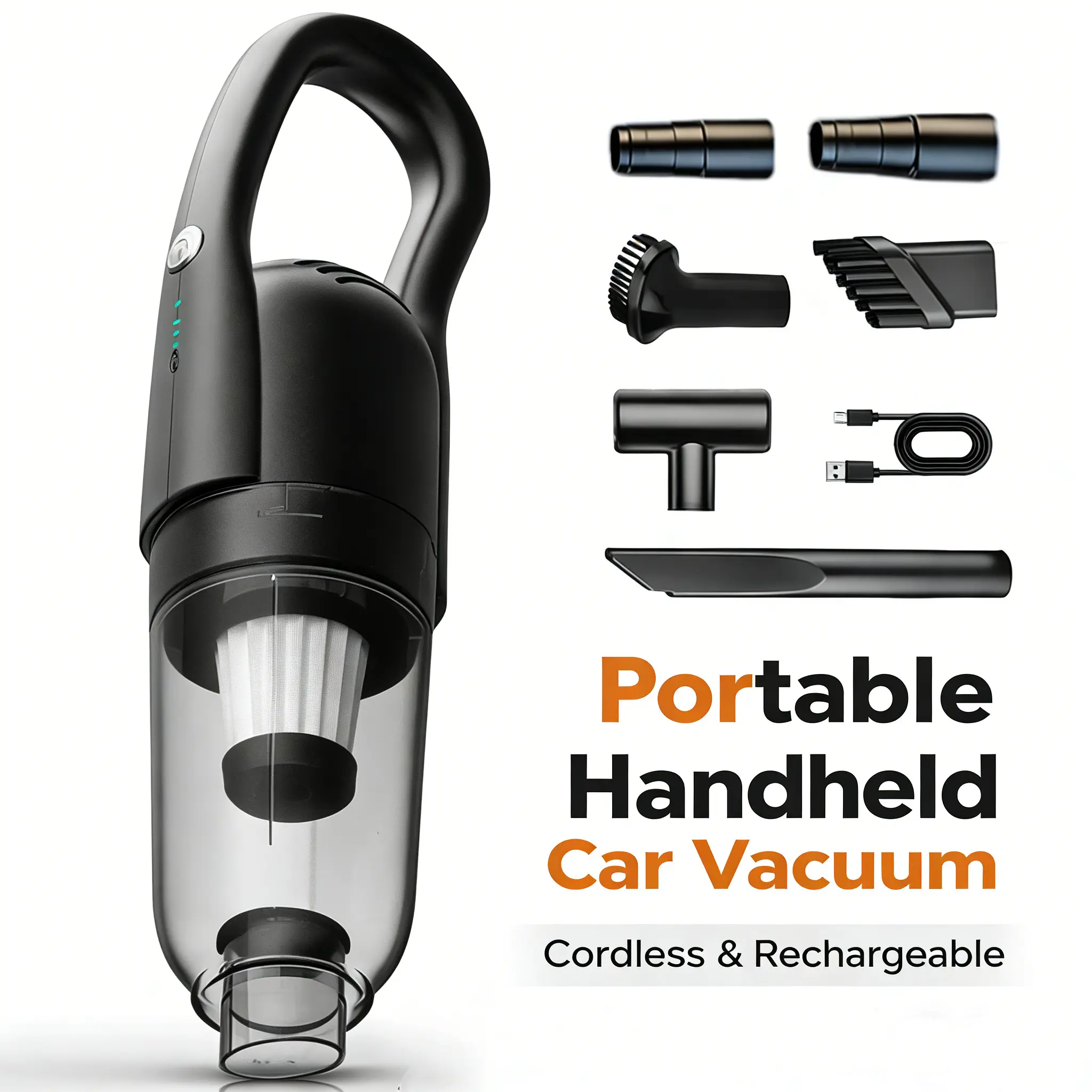 Wireless Handheld Cordless Car Vacuum Cleaner - 12000PA Suction, Dual Filtration, Pet Hair Removal for Car Interior & Home Use