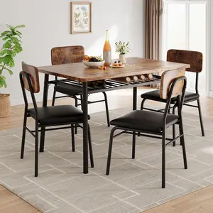 Dining Table for 2 with Storage Rack, Small Kitchen Table with Metal Frame, Includes 2 Upholstered Chairs, 3-Piece Dining Set for Small Space & Apartment