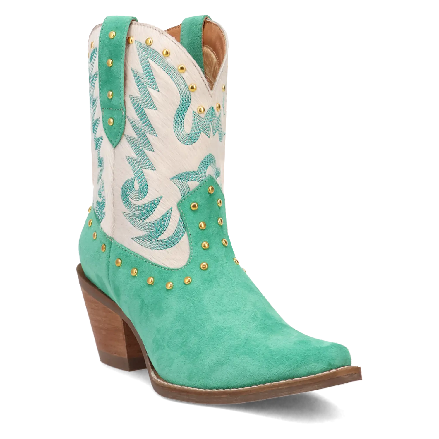 Dingo Ladies Rodeo Queen Suede Hair On Green Booties DI2222-GN