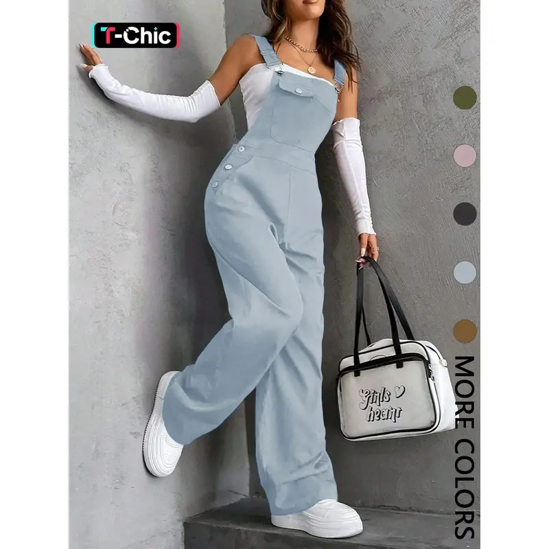 2026 Women's Basic Fitted Cut Pocketed Vintage Overalls, Casual Comfy Daily Wear, All-Season Sports & Outdoor Ladies' Outfit