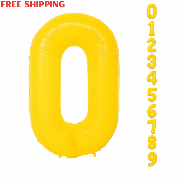 Yellow Number (0-9) Foil Balloon 40 inch - Helium or Air Fill Mylar Metallic Macaron Balloons for Birthday Party, Anniversary, Graduation & Decorations