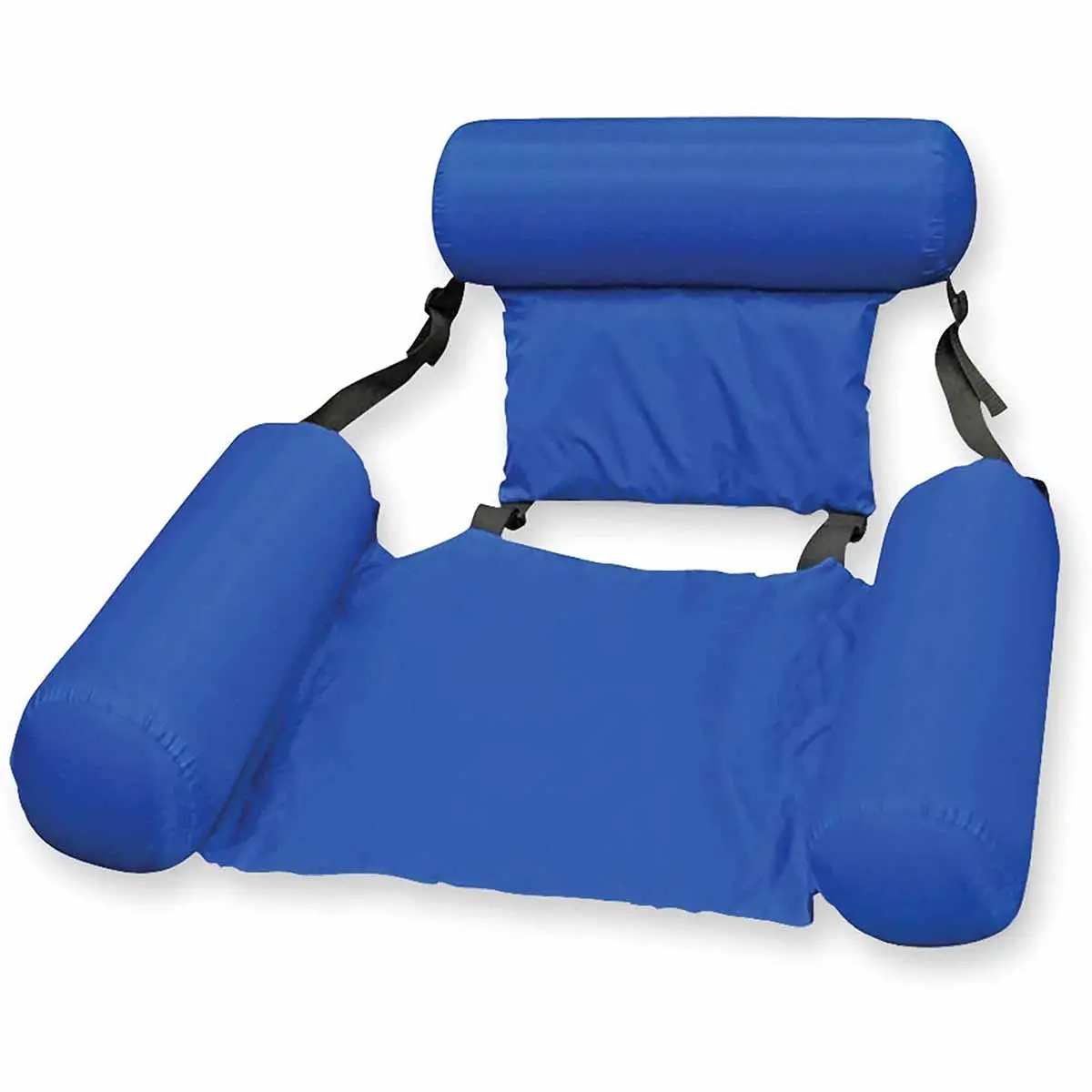 1-Pack Adult Inflatable Water Chair Lounge Pool Float, Adjustable Reclining Float with Fabric Sling, Headrest & Armrests, Inflatable Swim Belt Seat for Pool, Lake, Pool Floats