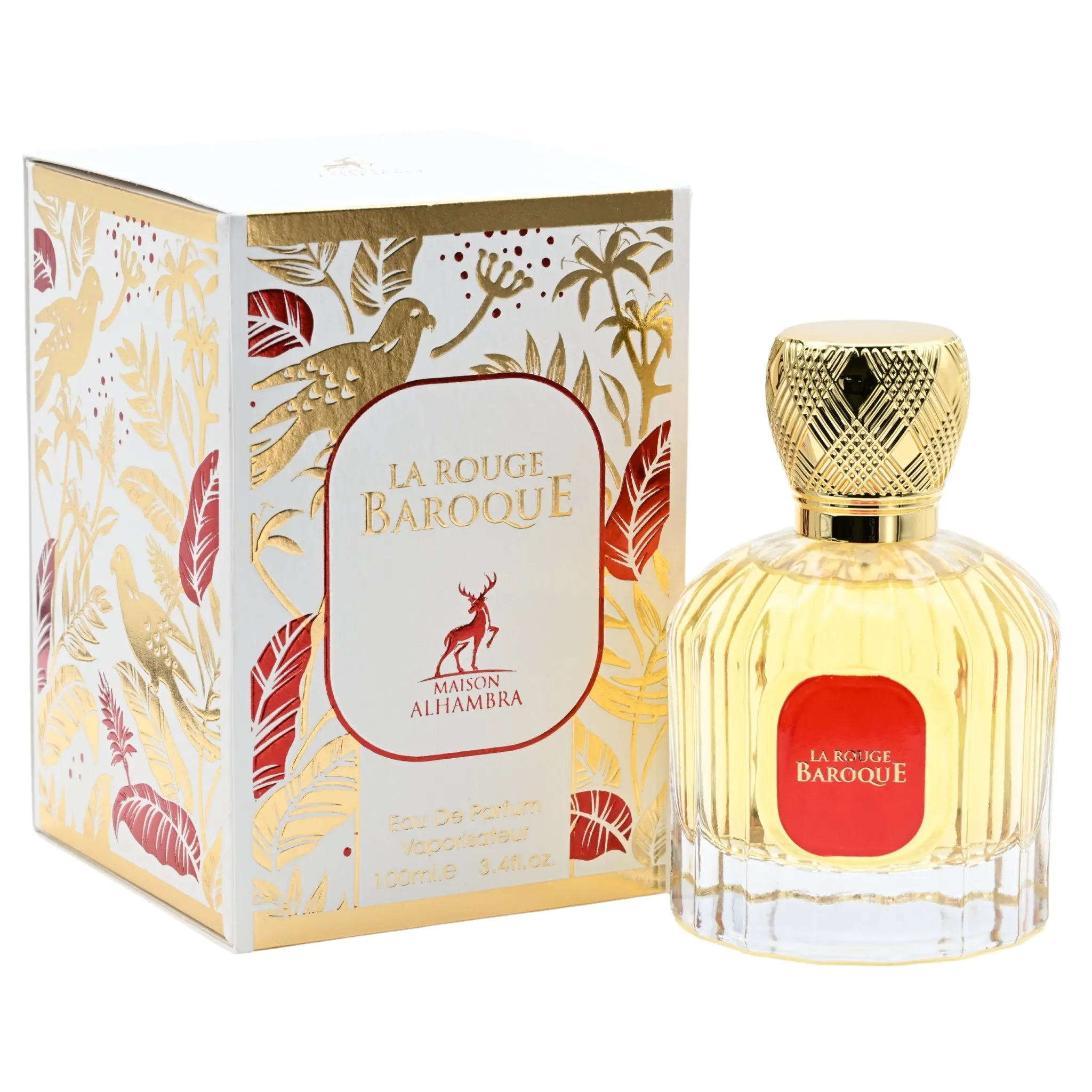 MAISON ALHAMBRA La Rouge Baroque Eau de Parfum, Long Lasting Unisex Fragrance with Saffron, Jasmine & Ambergris, Aromatic Spray Bottle, 3.4 oz, Long Lasting Fragrance, Aromatic Spray Bottle Unisex Fragrance