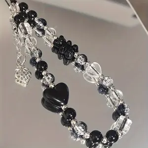 Sweet Cool Black Bear Strawberry Mobile Phone Chain Earphone Pendant CCD Camera Universal Mobile Phone Hanging Rope Phone Charm Phone Accessories