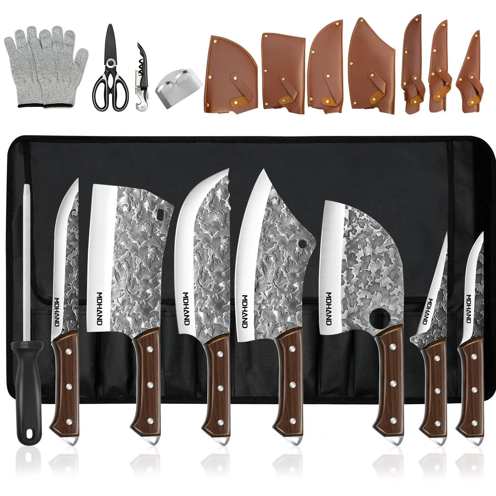 【DealsForYou】 Non-Stick High Carbon Stainless Steel Kitchen Knife Set - Sharp kitchenknifesets for Meat Cutting, Ideal Kitchenware for Women’s Cooking Needs (Includes Sharpening Note)