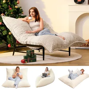 Fashion Big Bean Bag Chair Lazy Sofa Chair with Base, Convertible Bean Bag Floor Cushion , Comfy Boneless Couch, Comfortable Recliner Sofa Bed with Removable Upholstery for Living Room, Bedroom