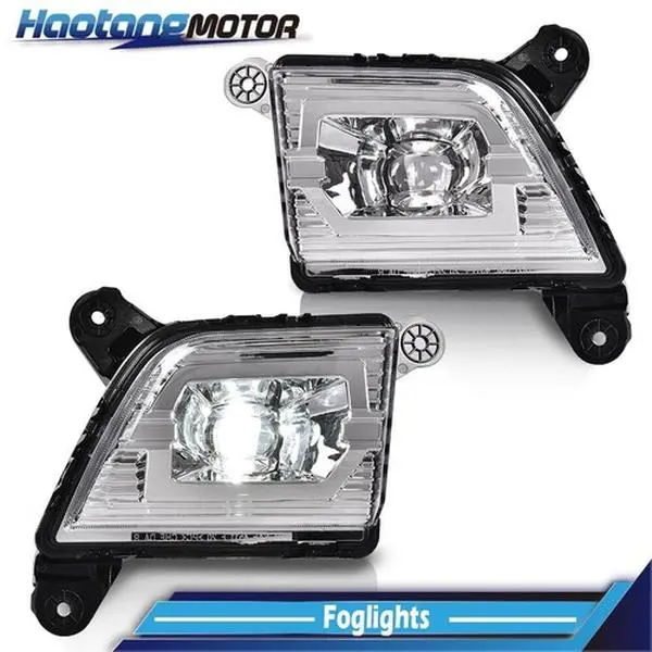 CROSSDESIGN Chrome LED Powered DRL Fog Lights - Automotive Auxiliary Night Driving Lights, Vehicle Accessories, Factory Mount Fit for 2019-2021 Chevrolet Silverado 1500 4-Door Pickup