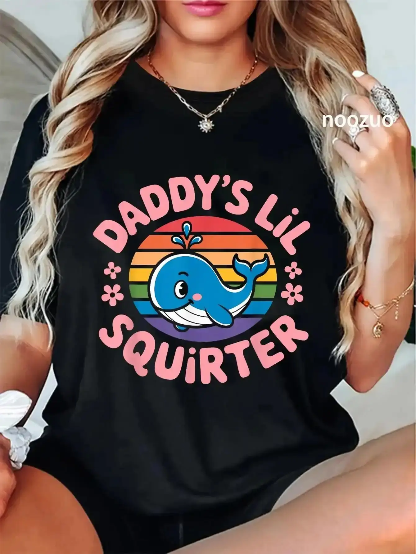 Unisex Funny Daddy's Lil Squirter cute Embarrassing Woman T-Shirt Casual Top-1