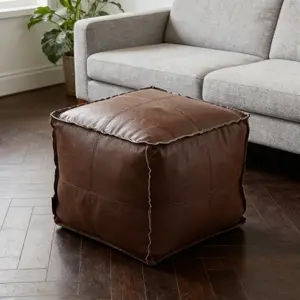 Square unfilled ottoman cover,faux leather storage DIY ottoman,with zipper,scratch-resistant,waterproof,and easy to clean.Suitable for living rooms,bedrooms,and apartments,saving space.Can store clothes,blankets,plush toys.15.7-inch,home decor furniture.