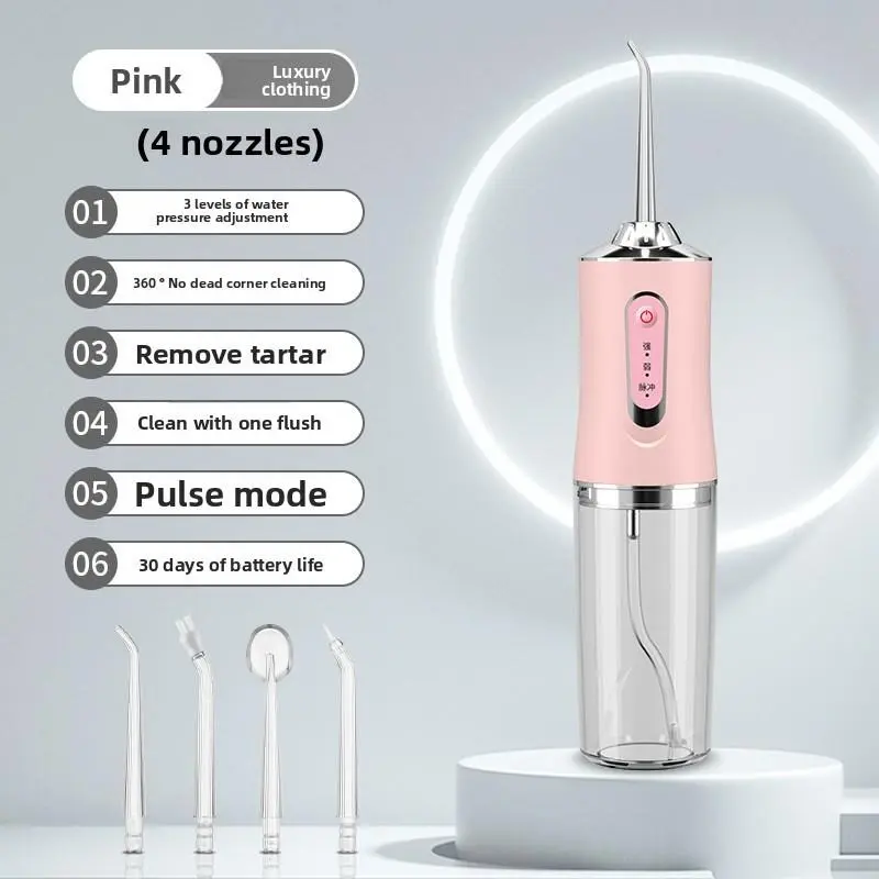 Rechargeable Water Flosser, Portable Orallrrigator with 4 Counts Jet Tips, WaterproofTeeth Cleaner, 3 Modes Teeth Cleaning Tool forHome & Travel, Cordless Water Dental Flosser,Gentle Oral Care Product, Cordless WaterFlossers, Interdental Flosser