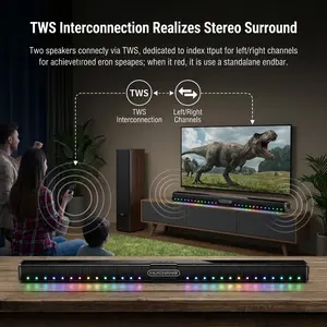 Huichang -10 speakers with RGB lights, Bluetooth 5.3 slim 34.6-inch design, 9D stereo sound, surround sound, piano black paint surface, AUX/USB/coaxial input, perfect for projectors, TVs, gaming and party smartphones, audio, home theater speakers tiktoksh