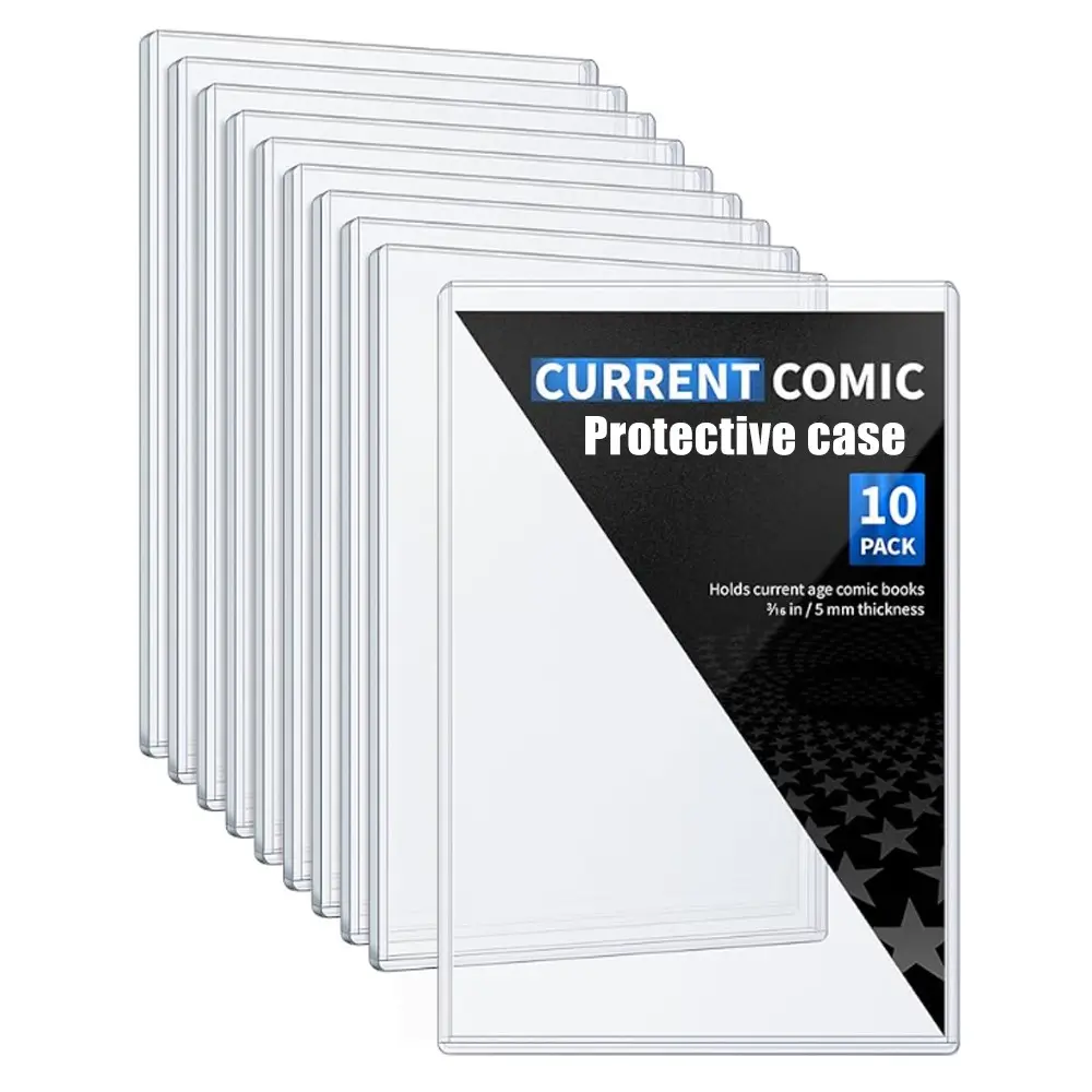 10Pcs Pack Comic Book Holder Case, Inner Size 279x177x5mm, UV Protective Sleeves, Plastic Rigid Protective Case, Toploaders, Clear Regular Toploader