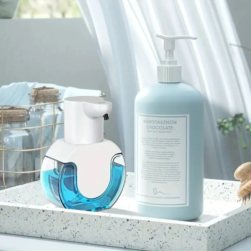Contactless Automatic Sensor Soap Dispenser, Refillable Cosmetic Pump Dispenser, 4 Levels Adjustable Liquid Output with Battery Display Screen, USB-C Rechargeable, Reusable!No more soap touch!Smart Hygiene, Easy Cleaning!