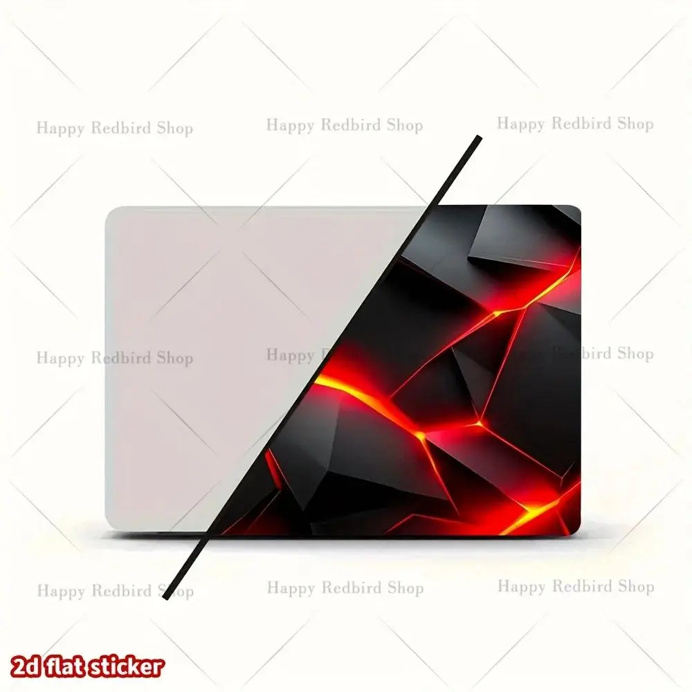 2 Piece Modern Geometric Red and Black Laptop Case Sticker, Neon Effect, Self-Adhesive Suitable for Laptops, PCs, Tablets
