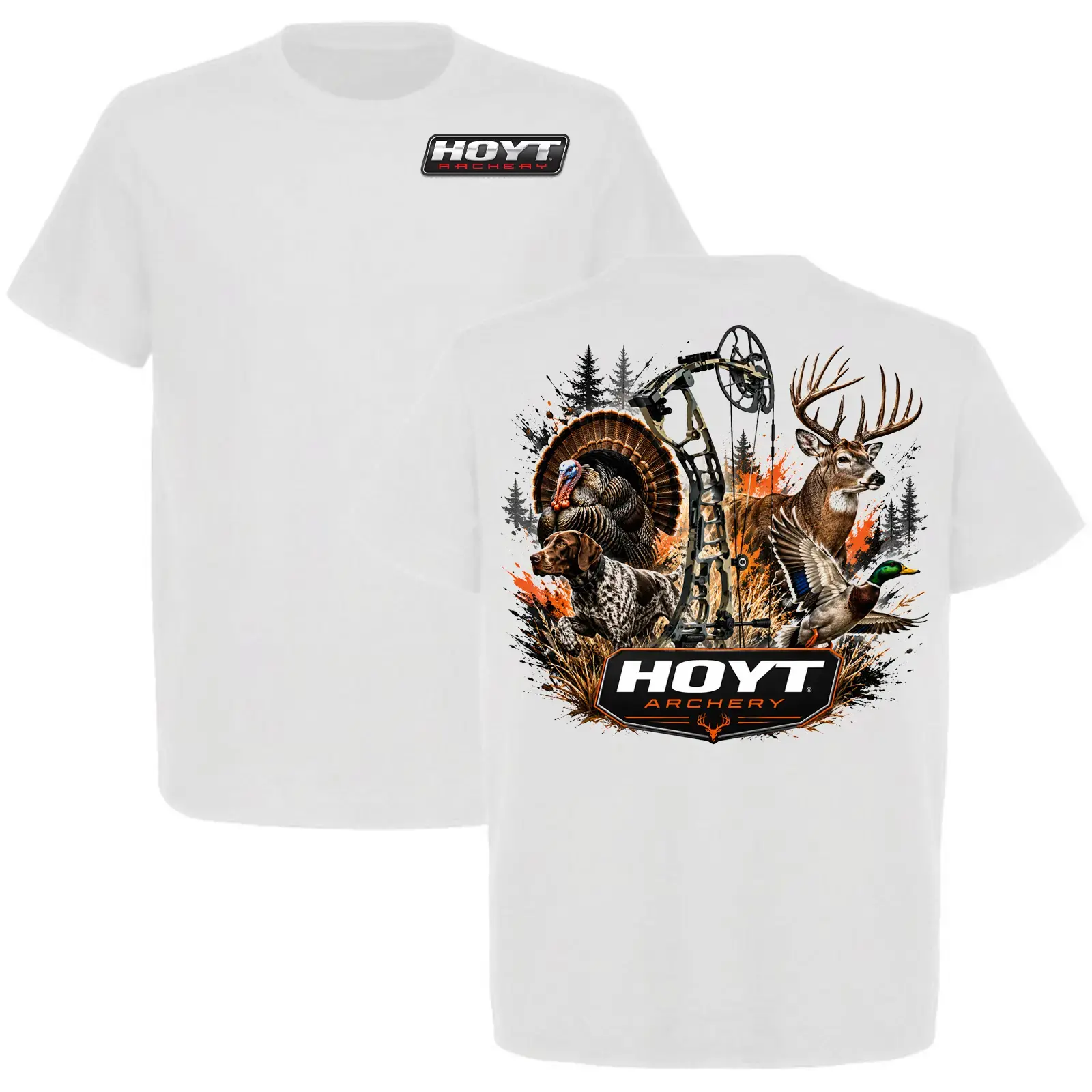 Hoyt Archery Bowhunting T-Shirt, Deer Turkey Duck Hunting Dog Compound Bow Graphic Tee, Outdoor Hunter Gift for Men