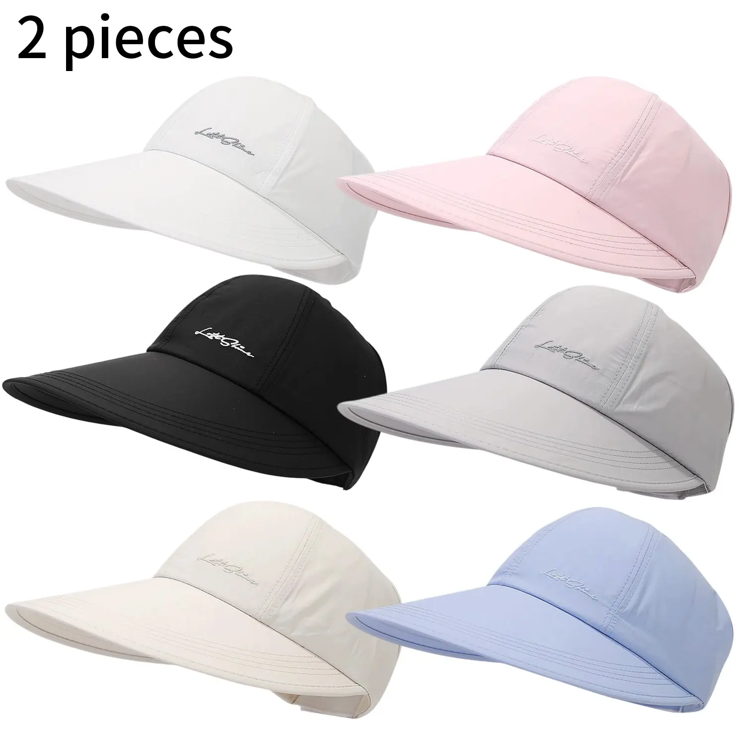 2-Pack UPF Sun Protection Baseball Hat for Men and Women - Lightweight, Adjustable Velcro Closure, Wide Brim Sports Outdoor Hats, Outdoor Polyester Sports Hat, All-Season Elastic Design, Sunhat, Sun Visor Cap