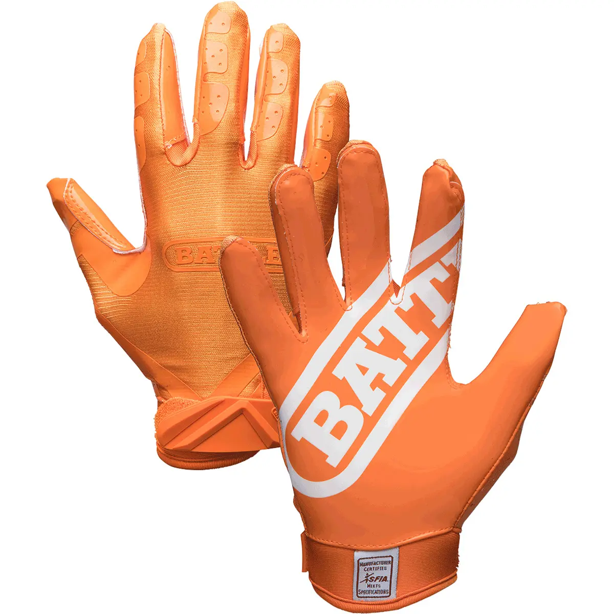 Battle Sports Youth DoubleThreat Receiving Football Gloves - UltraTack Palms, Breathable PerfectFit Design, Reinforced Stitching, Orange, Size S