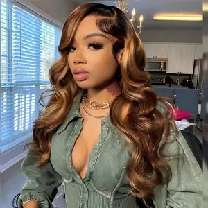 【30 Inch Only $99.99】13X6 Highlight Ombre Lace Front Wigs Human Hair Honey Blonde Wig Human Hair P4/27 Color Ombre Body Wave Lace Front Wigs Human Hair Drawstring 360 HD Full Lace Frontal Wigs for Black Women Pre Plucked 180% Density Highlight Wig