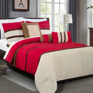 Mocassi 12-Piece Cirena Micro suede Comforter Set, Includes 6-Piece Sheet Set with Double Sided Storage Pockets