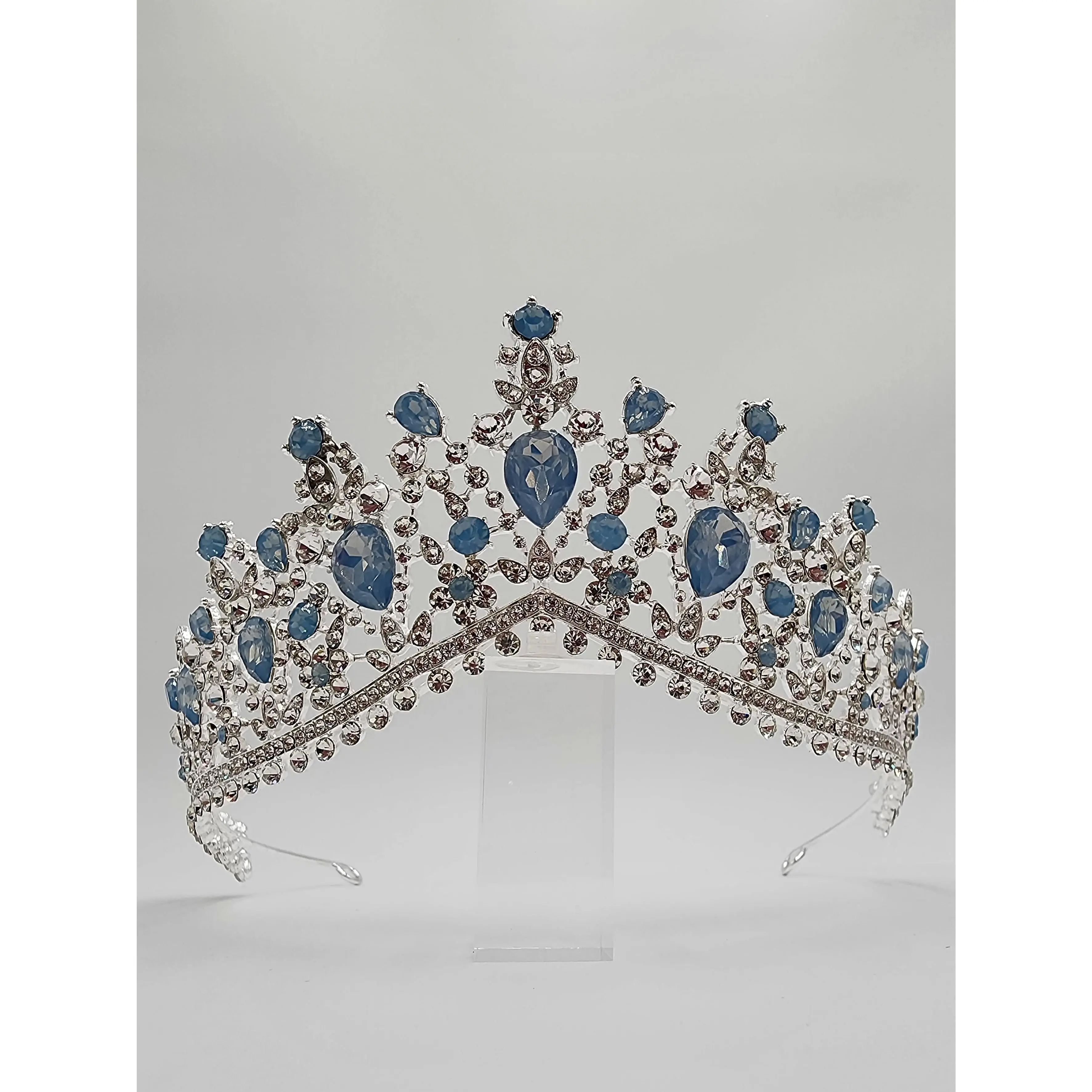 H1084S Quinceanera Tiara in Blue Opal Stones Royal Blue or Gold A/B for Elegant Proms, Quinceaneras  & Special Events