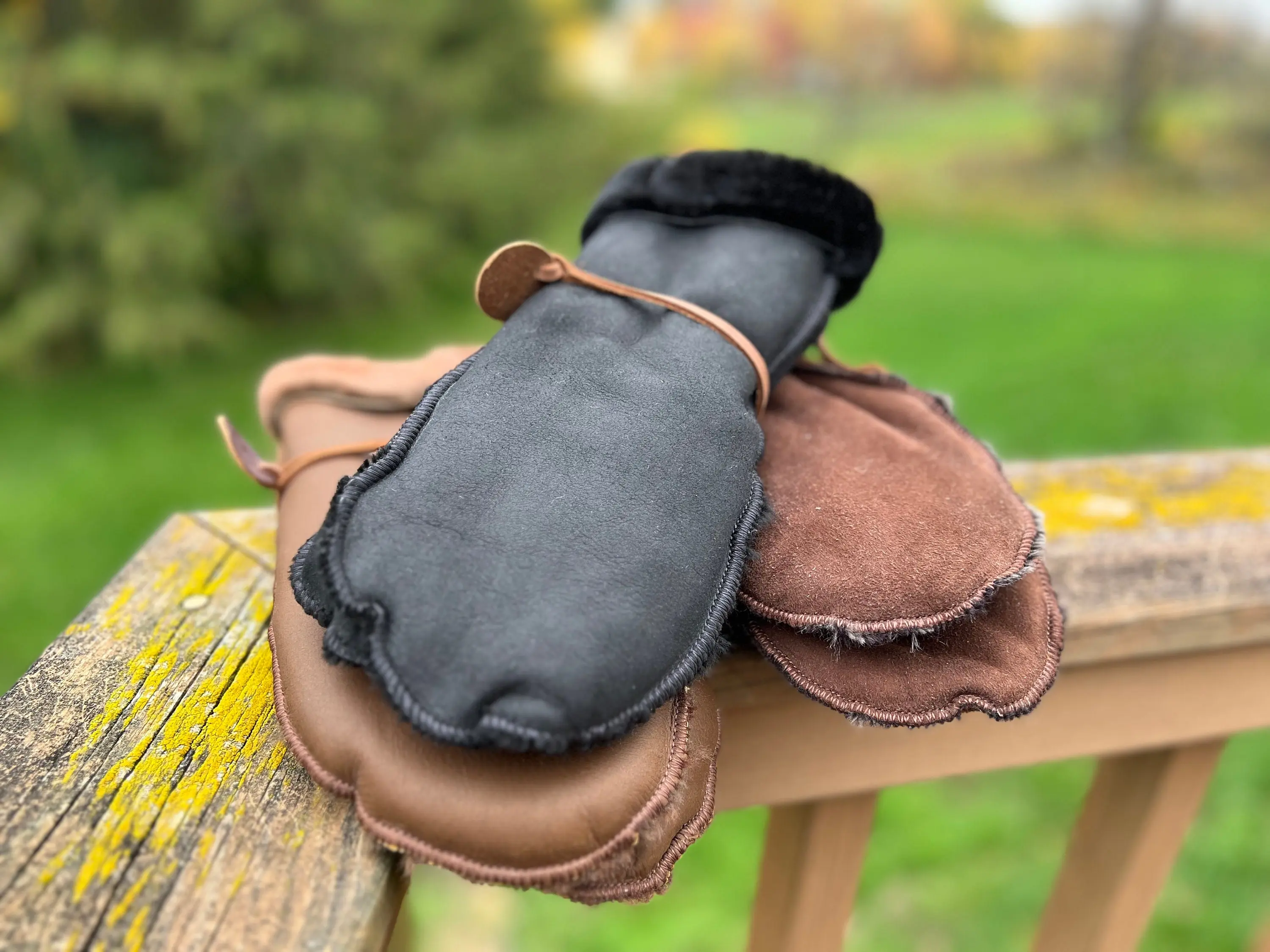 Genuine Sheepskin Mittens - Handmade, Soft and Warm Wool Black Color, Men's Mittens, Winter Gloves, Gloves Men, Winter Mittens, Gift for Him