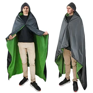 Catalonia Waterproof Blanket for Outdoors, Hooded Blanket Poncho | Windproof, Warm, Wearable, Portable | for Stadium, Picnics, School Sporting Events, Camping, Beach, Outdoor Adventure, Green
