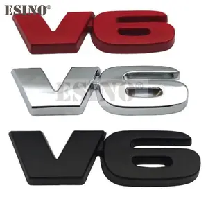 Car Styling V6 Engine Logo 3D Metal Alloy Adhesive Emblem Rear Trunk Badge Fender Sticker Car Body Decal Auto Accessory