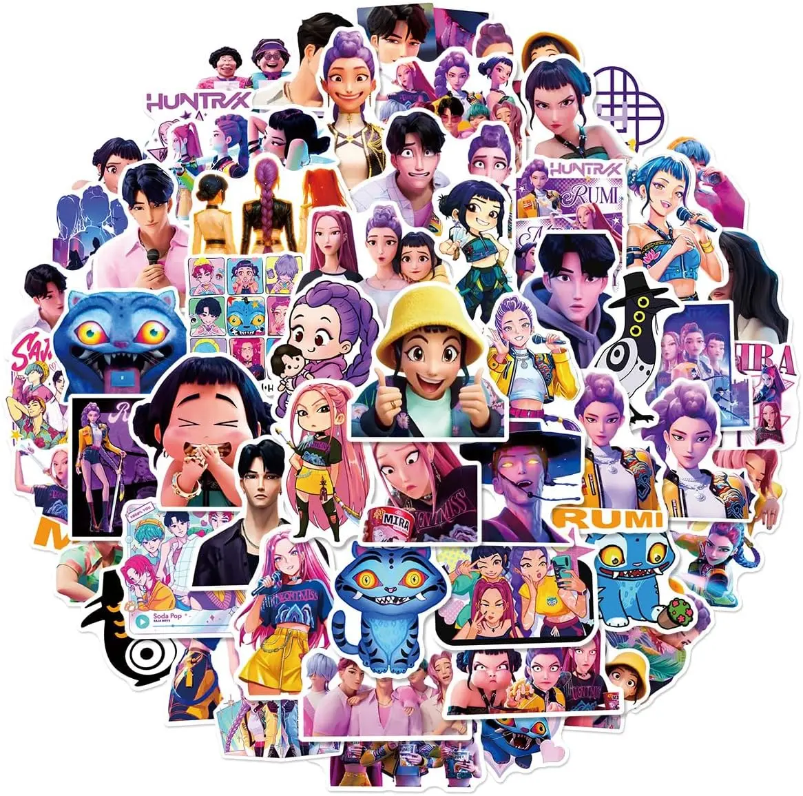 Kids Demon Hunter Vinyl Stickers, Waterproof Cool Anime Movie Decals, Cute Kpop Party Favor Supplies, Decorative Stickers for Water Bottles, Laptops, Phones, Skateboards and Notebooks