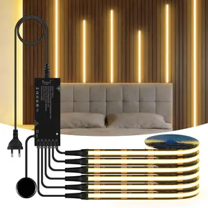 100CM 200CM Cuttable COB LED Strip Light, Penetrable Wood Hand Sweep Touch Dimmer Switch, DC12V Warm White Cabinet Acoustic Wall Panel Decor LED Lighting Kit, US Plug