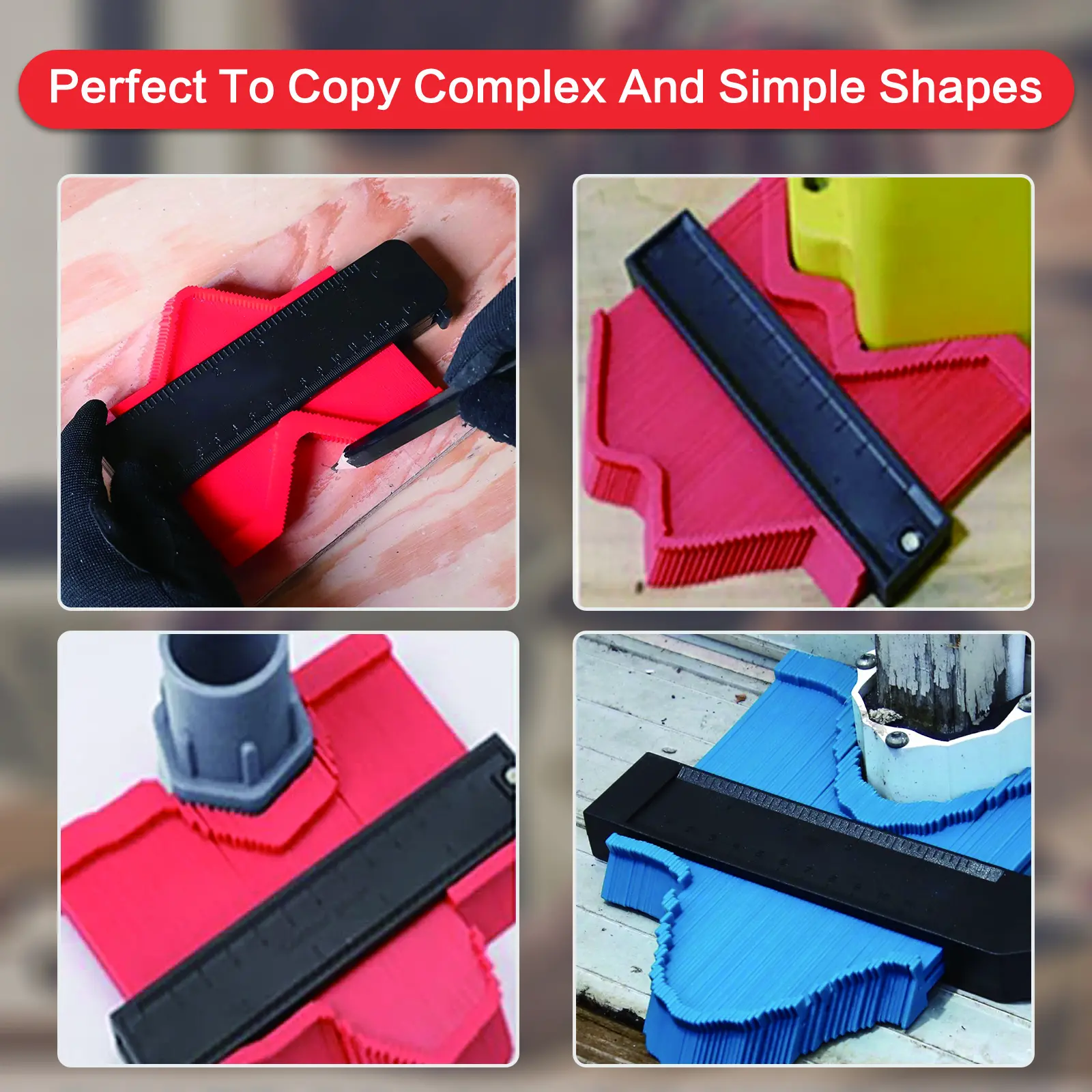 Contour Gauge (5 Inch), Gifts Ideas for Men Dad Handyman Husband Him, Shape Profile Duplicator with Lock, Outline Angle Measuring Tool, Template tool, Tile Flooring, Scribe Edge Measurement Needs Accuracy