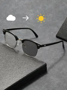 Unisex Fashion Metal Photochromic Blue Light Blocking Glasses, Suitable for Outdoor Gaming Computer Use, All Seasons, Stylish Protective Glasses, Quality Eyeglasses, Fashion Frame Eyeglasses