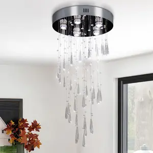 Luxury 15.7'' K9 Crystal LED Chandelier Pendant Light GU10 Switch Control Villa Staircase Living Room Bedroom Ceiling Lighting L-QH-MP092-400
