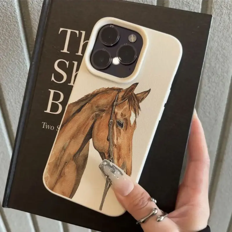 Personalized Brown Horse Pattern Plastic-TPU Smartphone Case - Stylish, Durable, Shockproof Casing for iPhone 11,12,13 Pro,14,15,16 Plus,16 Pro Max Mobile Phone Accessories