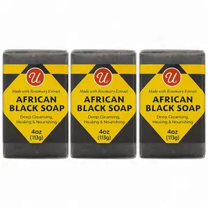 African Black Soap 3-Pack – Deep Cleansing, Healing & Nourishing Natural Bar with Shea Butter & Rosemary Extract – Gentle Face & Body Soap for Acne, Dark Spots & Oily Skin