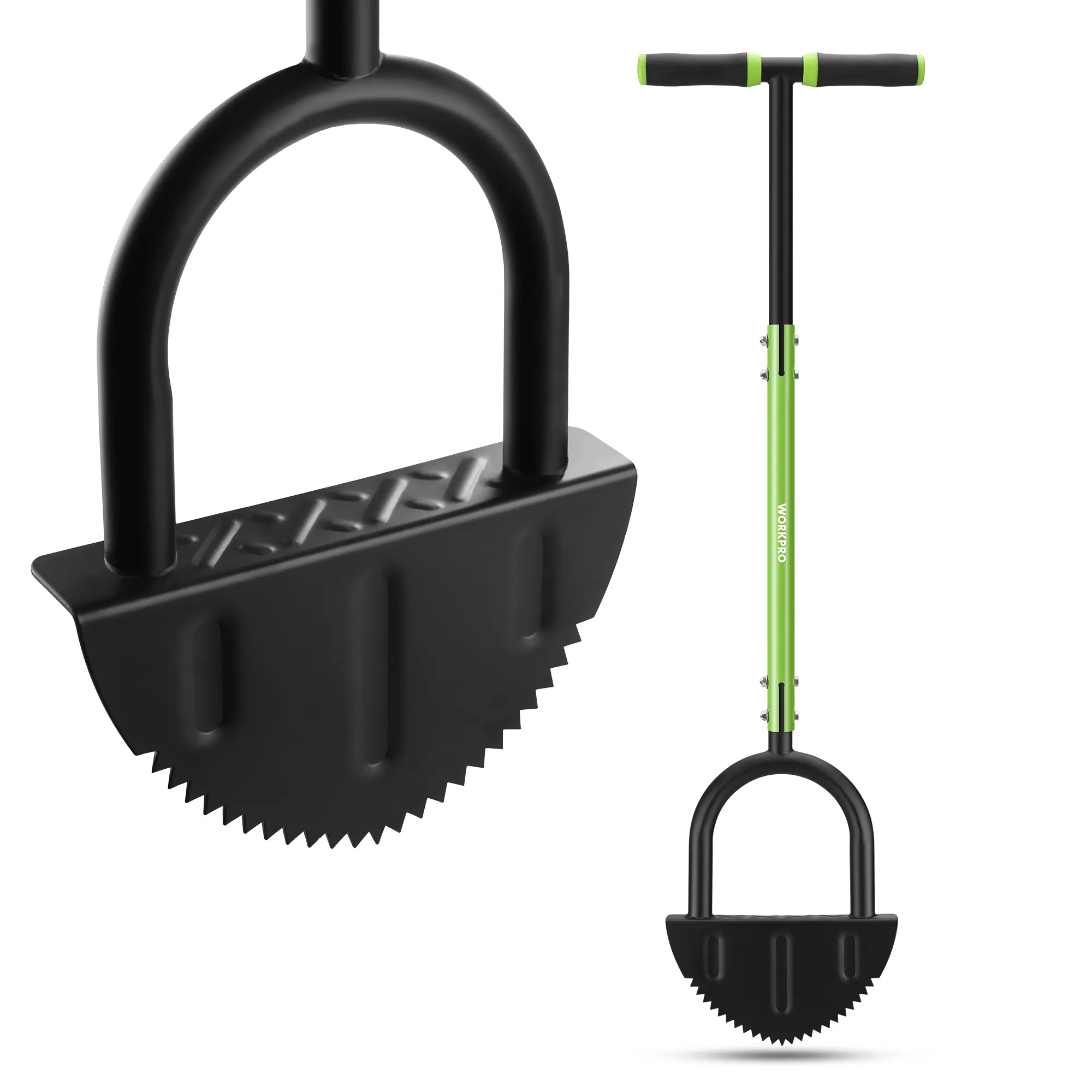 #summersale WORKPRO 40-Inch Edger Lawn Tool, Heavy Duty Lawn Edger, Half Moon Steel Saw-Tooth Blade with Wide Footplate & Ergonomic T-Grip Handle, Manual Border Grass Edger for Lawn, Sidewalk & Garden Landscaping