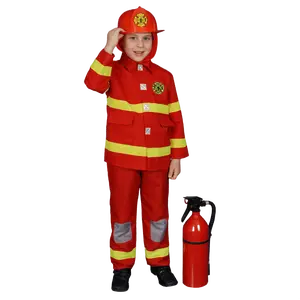Red Firefighter Costume Dress For Kids - Fireman Roleplay Full Sleeves Jacket, Pants & Hood - Perfect for Halloween, Pretend Play Fun, Theme Party & Cosplay
