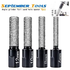 M10 Diamond Brazed Reverse Water Sand Wheel Drill Bit 6-12mm, Angle Grinder Dry Drilling Bit, Ceramic Tile Hole Opener, Tool Accessories