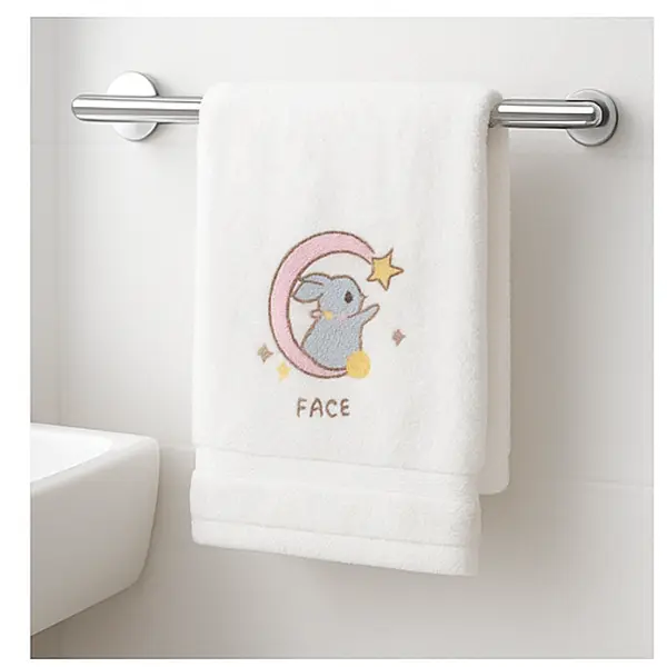 Embroidered Plush Towel Set – 3-Piece (Bath Towel, Hand Towel, Face Towel) – Ultra-Soft Hypoallergenic Microfiber Plush (White)