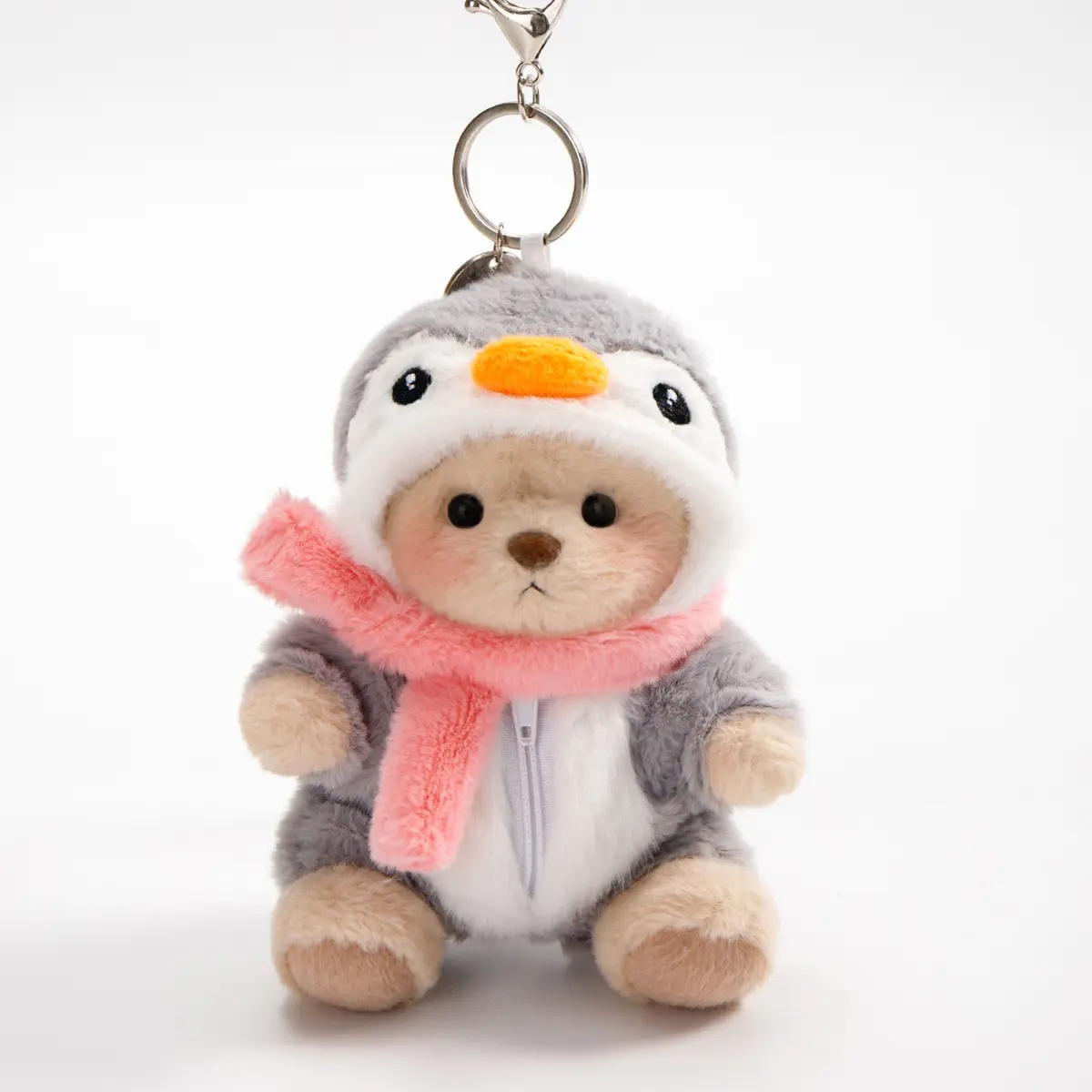 Getahug Grey Penguin Mini Plush Keychain, 5.9 Inches Stuffed Animal Bag Charm, Kids' Gift Toy, Cute Keychain Accessory, Keychain Accessories