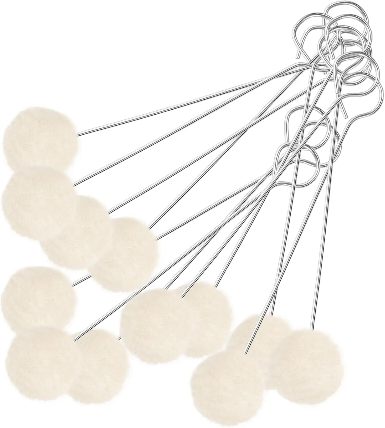 Wool Daubers Ball Brush Leather Dye Tool Wool Balls Dauber Dyeing Applicator with Metal Handle for Dying, Staining, DIY Crafts Projects, Shoe Shine Polish, Pack of 12