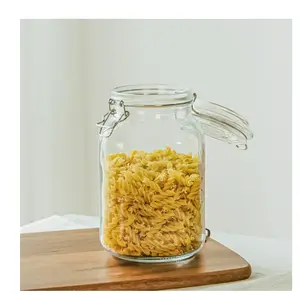Glass 67 oz Lock Lid Storage Jar Canister for Pasta and More Clear Container with Secure Seal